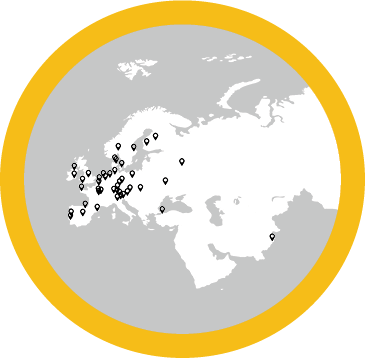 Map of Europe and Middle East Region