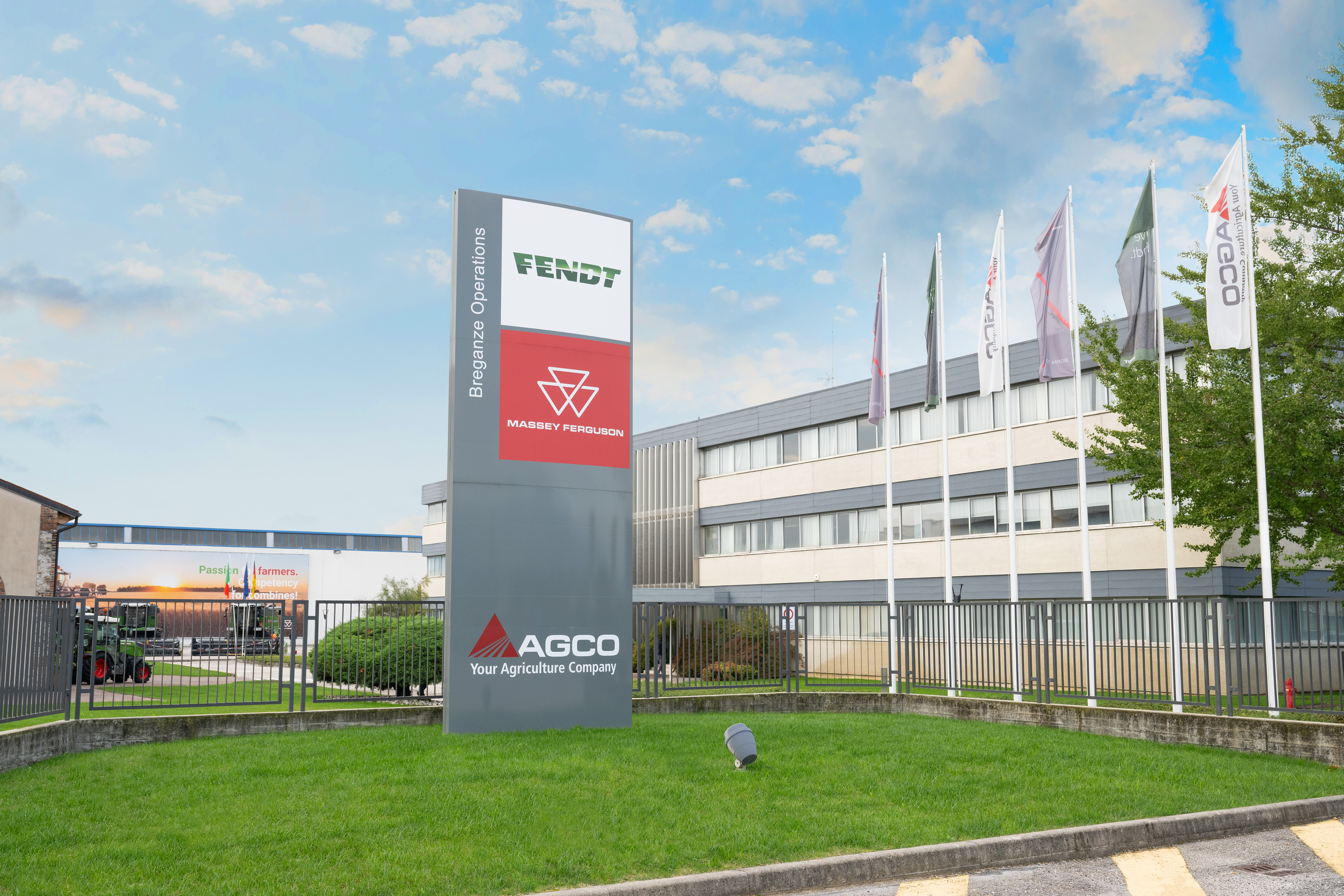 External view of Fendt/Massey Ferguson combine harvesters production plant in Breganze, Italy